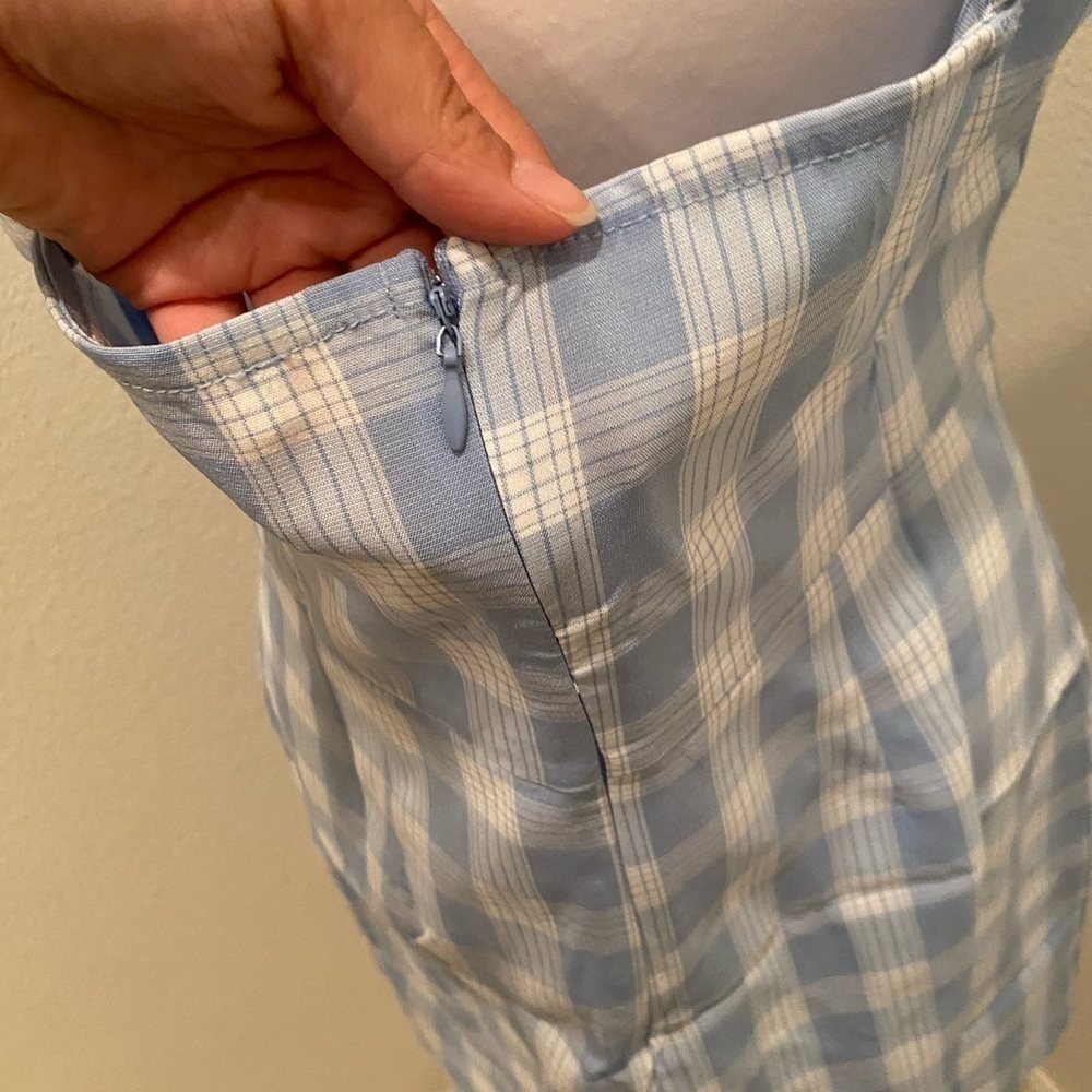 NWT WOMENS LARGE L BP BLUE WHITE LOLA PLAID DRESS - Picture 6 of 7